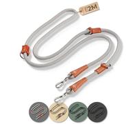 PiuPet® Dog leash 2m I 3 positions adjustable I Leash for large and small dogs I Dog training leads I Dog lead I Dog leads | Dog camping accessories | Dog leads for medium dogs | Training lead (Grey)