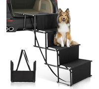 PiuPet Foldable Dog Stairs - Mobile Car Entry Aid for Large and Small Dogs, High-Quality, Water-Repellent PVC Dog Ladder for Safety and Comfort