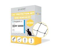 PiuPet Wire-Reinforced Cat Net - 4x3m Black Balcony Netting for Cats