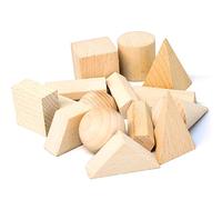 PIUpiuLIANG 15Pcs 3D Shapes, Wood Geometric Shapes Geometric Block for Teaching Wooden Jigsaw
