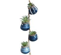 PIUpiuLIANG 4Pcs/Set Hanging Planter Creative Decorative Ceramic Succulent Hanging Flower Pots Set for Garden Home Wall Planter