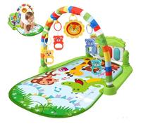 PIUpiuLIANG Baby Activity Center with Music & Light Safe & Removable Fun Baby Play Mat with Rattle Pendant & Adjustable Board for Newborns and Toddlers, No Battery, Green Play Mat