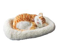 PIUpiuLIANG Breathing Cat Soft & Cuddly Breathing Stuffed Animal Sleeping Cat on Pad Realistic Interactive Plush Battery Operated Stuffed Animal for Home Desk, No Battery, Yellow