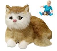 PIUpiuLIANG Realistic Cat 6x4x4 Inch Artificial Cute Lying Cat Plush Detailed Educational Fake Kitten Static State Kitten Decor for Home, Hotel, Photography Prop, Yellow Realistic