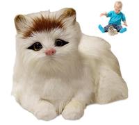 PIUpiuLIANG Realistic Cat 6x4x4 Inch Artificial Cute Lying Cat Plush Detailed Educational Fake Kitten Static State Kitten Decor for Home, Hotel, Photography Prop, White Realistic