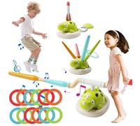 PIUpiuLIANG Summer Water Toys, 4-in-1 Turtle Water Sprinkler for Kids Includes Launch-Rocket, Toss-Rings and Jumping Game, 360° Rotating Summer Toys with 4 Play Modes for Boys Girls Outdoor