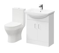 Piura 2 Door Vanity Unit and Toilet Suite | White | MDF | 650mm