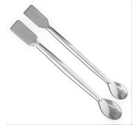 Piutouyar 10 Pcs 2 in 1 Double Ended Lab Spoon Micro Lab Spatula Stainless Steel Lab Scoop Square & Flat Spoon End for Reagent Sampling, Mixing, Measuring