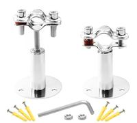 Piutouyar 2 Pack Stainless Steel Wall Mount Ceiling Mount Pipe Support, Adjustable Pipe Ceiling Bracket Clamp Pipe Straps Fit for Dia 15-19mm Pipe with Screws