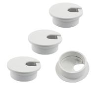 Piutouyar 4 Pcs 1-3/8 Inch White Desk Grommet, Plastic Cable Hole Cover Desk Wire Cord Organizer for Office Equipment, Computer Table