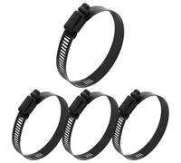 Piutouyar 4 Pcs 3 Inch Worm Gear Hose Clamp, Adjustable 52 mm - 76 mm Size Range, Black Large Hose Clamps 304 Stainless Steel Gear Duct Clamp for Automotive, Fuel Line, Mechanical Application