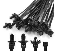 Piutouyar 4 Types 120 Pcs Black Nylon Push Mount Cable Zip Tie, Arrow Push, Fir Tree Mount Cable Ties, Multi-Purpose Self-locking Wire Wrap Strap(6.7Inch, 7.9Inch,8.7Inch)