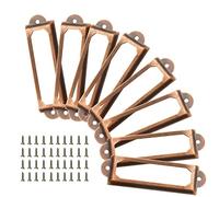 Piutouyar 40Pcs Antique Label Holder 60mm x 17mm Metal Name Card Frame for Library Drawer Tags Office Cabinet Shelves with Screws (Copper)