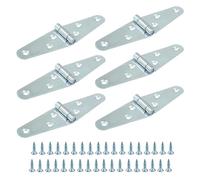 Piutouyar 6 Pcs Heavy Duty Silver Strap Hinges, 2 Inch Shed Hinges Cabinet Latch Door Hinge Gate Hinge with Mounting Screws