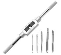 Piutouyar M3-12 Adjustable Tap Wrench Handle with M3 / M4 / M5 / M6 /M8 Taps, 1/16"-1/4" Tap Handle Reamer Wrench Profesional Tool Set (6 Pack)