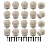 Piutouyar Wood Dresser Knobs, 20 Pcs Mini Unfinished Wooden Cabinet Knobs Vintage Drawer Pulls Handles for Kitchen Wardrobe Cupboard Drawer (18x18mm)