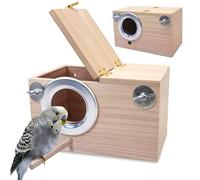 PIVBY Parakeet Nest Box Bird House Budgie Wood Breeding Box for Lovebirds, Parrotlets Mating Box (L:9.85.35.3 inch)