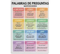 PIVJHF Spanish, Question Word Posters, Grammar Charts, Spanish Classroom Decorations Education Posters Metal Tin Sign Wall Art for Room Aesthetic 8x12 inch