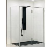Pivot Shower Door Kinedo Ekinox P Right-hand hinges, angled for side panel F 1600x2070mm Brushed Stainless Steel