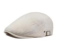 PivotWing Flat Cap Mens Cap Lightweight Breathable Flat Cap for Men Soft Newsboy Caps for Men Linen Summer Newsboy Hat Outdoor Daily Hats Driving Cap Beige One Size