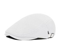 PivotWing Flat Cap Mens Cap Lightweight Breathable Flat Cap for Men Soft Newsboy Caps for Men Mesh Cloth Summer Newsboy Hat Outdoor Daily Hats Driving Cap White One Size