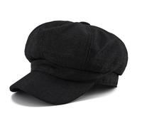PivotWing Hats for Women Breathable Comfortable Beret Womens Cap Vintage Cotton Linen Soft Daily Newsboy Caps for Men Women Casual Fashion Baker Boy Paperboy Hat Irish Cabbie Page Boy Hat, Black 7