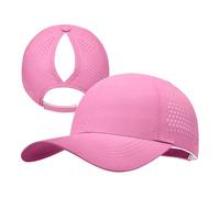 PivotWing Running Cap Soft Comfortable Fashion Lightweight Baseball Cap for Women Breathable Quick Dry Polyester High Ponytail Hat Hot Weather Outdoor Sports Gear, Rose Red 7 1/4