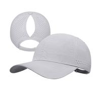 PivotWing Running Cap Soft Comfortable Fashion Lightweight Baseball Cap for Women Breathable Quick Dry Polyester High Ponytail Hat Hot Weather Outdoor Sports Gear, Light Gray 7 1/4