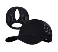 PivotWing Running Cap Soft Comfortable Fashion Lightweight Baseball Cap for Women Breathable Quick Dry Polyester High Ponytail Hat Hot Weather Outdoor Sports Gear, Black 7 1/4
