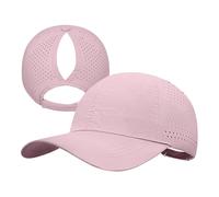 PivotWing Running Cap Soft Comfortable Fashion Lightweight Baseball Cap for Women Breathable Quick Dry Polyester High Ponytail Hat Hot Weather Outdoor Sports Gear, Leather Pink 7 1/4