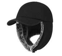 PivotWing Winter Hats for Men Women Bomber Trapper Troopper Hunting Baseball Hat with Earflap Warm Fur Elmer Fudd Hat for Outdoor Hiking Walking Winter Ushanka Russian Hat Baseball Cap, Black