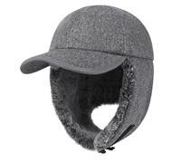 PivotWing Winter Hats for Men Women Bomber Trapper Troopper Hunting Baseball Hat with Earflap Warm Fur Elmer Fudd Hat for Outdoor Hiking Walking Winter Ushanka Hat Baseball Cap, Dark Heather Grey