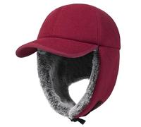 PivotWing Winter Long Earflap Bomber Hat Baseball Cap. Wool Outer, Faux Fur Lining, Super Warm for Women Men