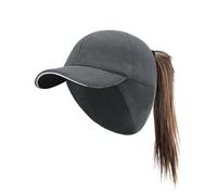PivotWing Womens Winter Ponytail Hat with Ear Flaps, Fleece Pony Cap Baseball Cap Elmer Fudd Ear Warmer Hats for Women Running Golf Walking Hiking Outdoor, Winter Women Ladies Cap, Dark Grey XS/S