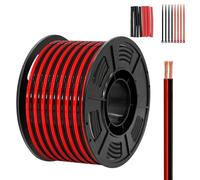 Piwaal 14AWG 2.0mm² 100ft Spool 2-Wire Parallel(Red 30.48M Black 30.48M) Bare Copper for LED Strips/Bulbs/Lamps