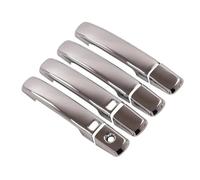 PIWINE Decorative Shell Carbon Fiber Chrome Car Door Handle Cover Stickers for Nissan for Navara for Frontier D40 2005 2006 2007-2013(Silver 0 Button)