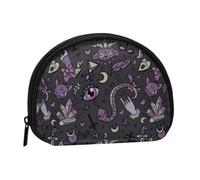 Piwine Purple Black Goth Spooky Coin Purse Shell Mini Pouch Wallet Change Bag for Women Girls Kids