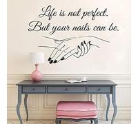PiWine Vinyl Wall Sticker for Beauty Salon Maybe Life is Not Perfect But Your Nails Can Be Slogan for Beauty Salon Wall Decoration 42 x 68 cm