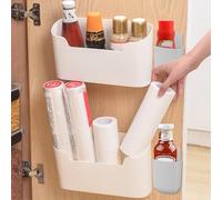 PIWOSGOL Kitchen Cabinet Door Storage Box, 4 Pieces Self-Adhesive Organiser, Wall Mounted, Small Items Storage Box for Cupboard/Bathroom/Fridge