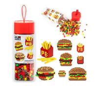 Pix Brix Pixel Art Kit Puzzle Bricks - Food Series, Hamburger & Fries - Patented Building Brick Set to Recreate Your Favorite Food, Includes 947 Pieces - Create 3D Builds Without Water, Iron or Glue