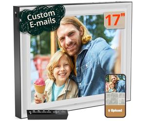 Pix-Star 17 inch Extra Large Digital Frame | Free Unlimited Cloud | Share Videos and Photos by Email or App | Motion Sensor | Large Electronic Picture Frame
