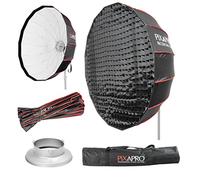 Pixapro 105cm 3ft Bowens S-Type Rice Bowl Softbox With Grid Easy-Open 16 Rods Circular Parabolic Soft Box Round Diffuser Studio Photo Key Light Portrait Product Photography (White)