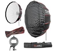 Pixapro 105cm 3ft Speedlite Smart Bracket Rice Bowl Softbox With Grid Easy-Open 16 Rods Circular Parabolic Soft Box Round Diffuser Studio Photo KeyLight Photography AD200 AD300 AD100 (White)