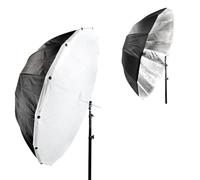 Pixapro 160cm Parabolic Umbrella Giant Brolly Box Photography Lighting Bounce Softbox Flash Reflector Professional Studio Light Modifier Diffusion (160cm With Removable Diffusion, Black/Silver)