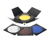 Pixapro 19x19cm Studio Photo Universal Barndoor with Honeycomb & Gels Filters Universal Light Barn door for Standard Reflector Photography LED Video Lighting Photoshoot Portable Filming Accessories