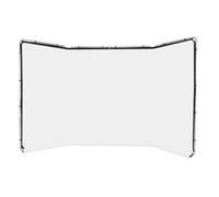 Pixapro 2.4x4m Collapsible Panoramic Background Frame With Black Muslin Cloths Green Screen Backdrop Photography Studio Photoshoot Fabric (Frame and Fabric, White)