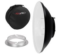 Pixapro 42cm Beauty Dish Reflector Photography Lighting Video Light Flash Diffuser Studio Light Camera Photoshoot Portable Beginners Bounce Sheets Filters (White With Bag, Elinchrom)