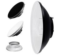 Pixapro 42cm Beauty Dish Reflector Photography Lighting Video Light Flash Diffuser Studio Light Camera Photoshoot Portable Beginners Bounce Sheets Filters (White, Bowens S-Type)