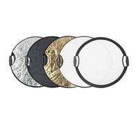 PIXAPRO 60cm Portable 5 in 1 Reflector With Grip Handle Studio Photography Collapsible Sun Panel Foldable Bounce Board Gold Silver White Black Translucent Video Scrim Soft Diffusion (60cm, With Grip)