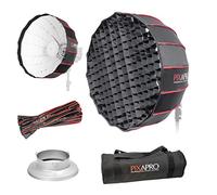 Pixapro 65cm 2ft Bowens S-Type Rice Bowl Softbox With Grid Easy-Open 16 Rods Circular Parabolic Soft Box Round Diffuser Studio Photo Key Light Portrait Product Photography (White)